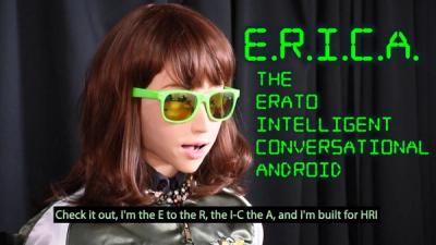 Robots rap, featuring Robovie and Erica.