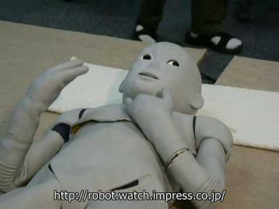 The pneumatic child robot in action.