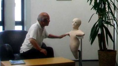 Using the Telenoid to communicate.