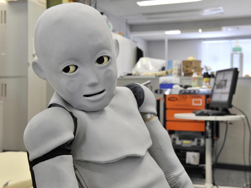 A grey toddler robot.